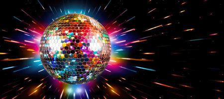 Colorful Party Light Disco Ball Banner Copy Spaceの素材