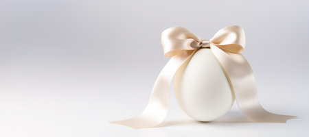 White Easter Egg with Beige Elegant Bow Bannerの素材