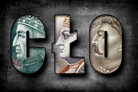 Inscription CLO (Duty Customs) text made of Polish Banknotesの写真素材