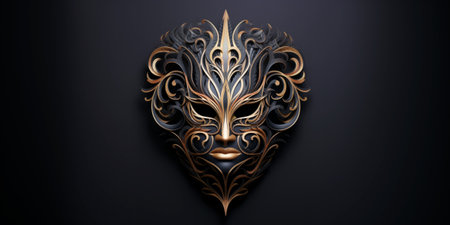 Theatrical Mask on Dark Black Backgroundの素材