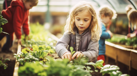 Kids in Vegetable Garden Outsideの素材