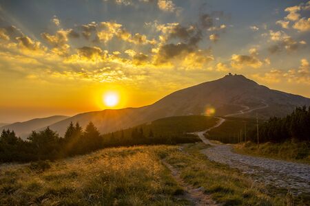 Snezka, highest mountain of Giant Mountains, Czech Republic
