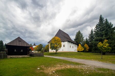 Traditional old architecture in Slovak village Pribylina
