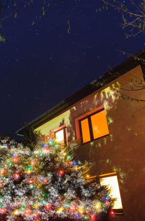 christmas tree and houseの写真素材