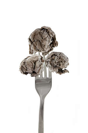 Spitballs on fork, for food you eat actually today 