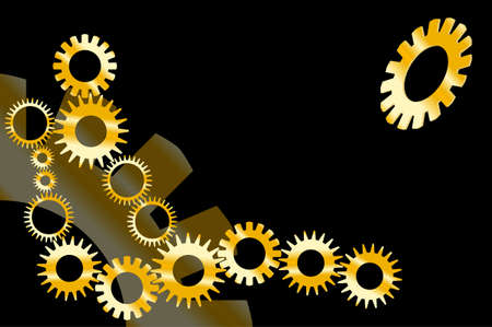 Golden gears on a black backgroundのイラスト素材