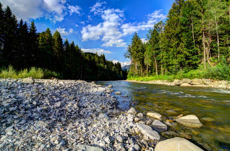 Mountain river in the Alps in summerの写真素材