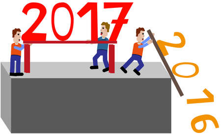 Year two thousand seventeen is situated.のイラスト素材