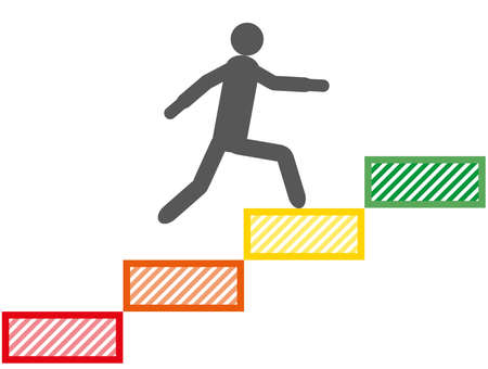 Male climbs up stairsのイラスト素材