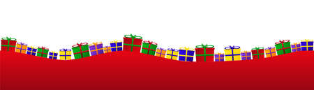 Many different gift packets on curved hillsides.のイラスト素材