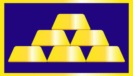 Gold bars on a blue backgroundのイラスト素材
