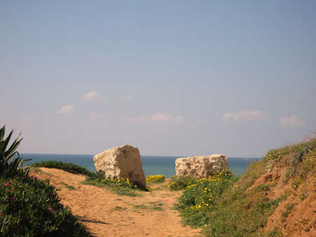 two stone on horisonの写真素材