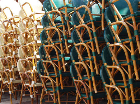 Background from white and blue chairsの写真素材