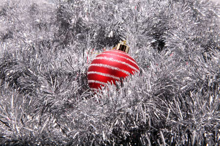 three Christmas decoration ornamentsの写真素材