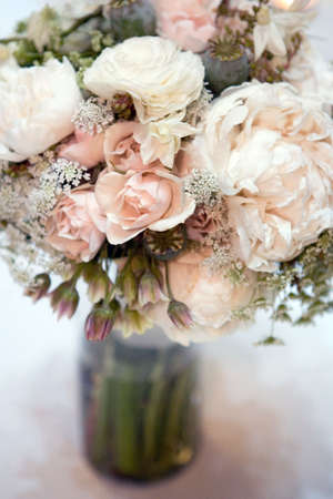 peony flowers decoration on the wedding date, close up color imageの写真素材