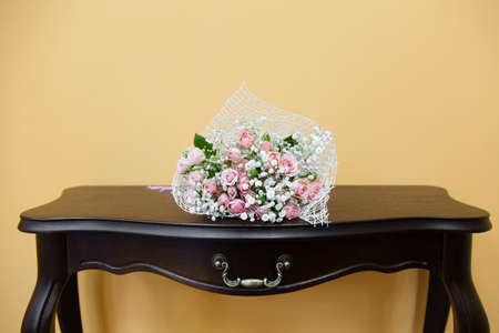 Beautiful bouquet with pink rosesの写真素材