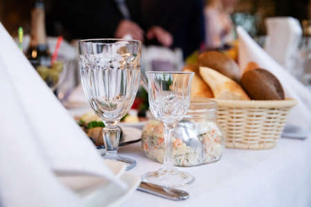 Served table in the restaurant