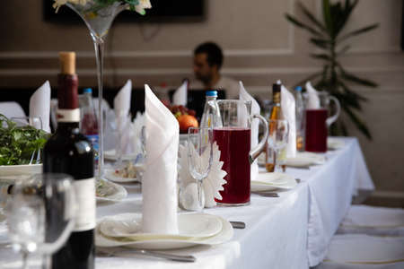Served table in the restaurant
