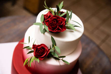 Wedding cake decorated with flowers