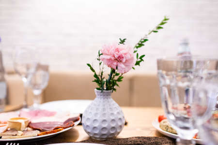 Wedding flower composition. Wedding interior.