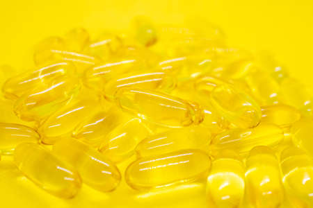 Fish oil capsules, vitamin Omega-3の写真素材