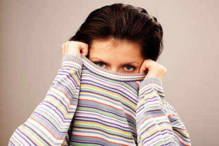 young woman in pulloverの写真素材