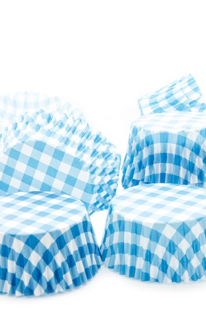 empty baking cups isolated on white backgroundの写真素材