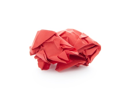 ball of crumpled paper isolated on white backgroundの写真素材