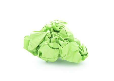 ball of crumpled paper isolated on white backgroundの写真素材