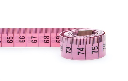 pink measuring tape isolated on white background