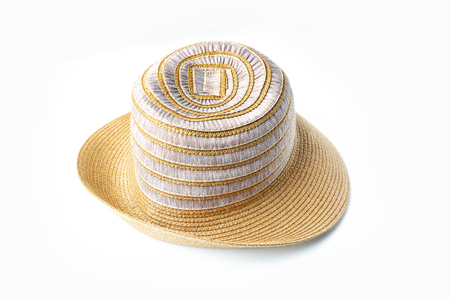Straw hat isolated on white backgroundの写真素材