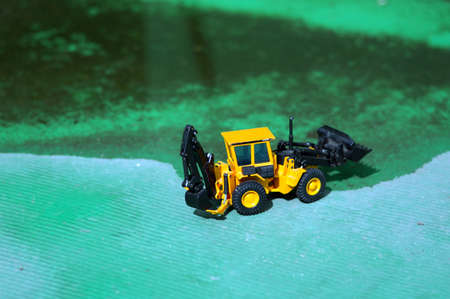 The August 2017 Forklifts under renovation in the upper reaches of the Han River.の写真素材
