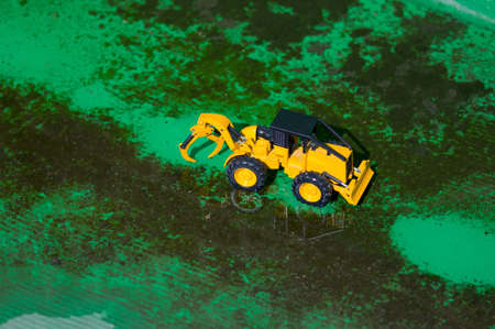 The Forklifts under renovation in the upper reaches of the Han River.の写真素材