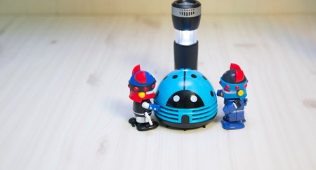 Two robot guards to investigate a robot like a strange ship.の写真素材
