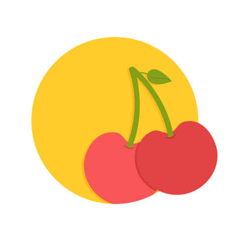 illustration of cherry fruit icon isolated on whiteのイラスト素材
