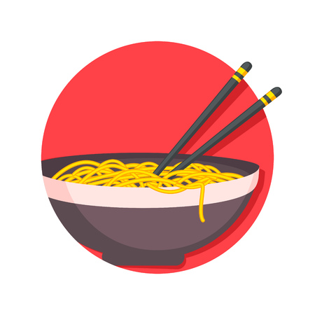 illustration of Asian traditional food, noodles iconのイラスト素材