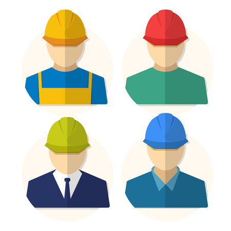 flat Vector icon - illustration of Construction workers icon isolated on whiteのイラスト素材