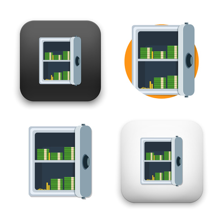 Open safe icons - flat vector illustration on white background.のイラスト素材