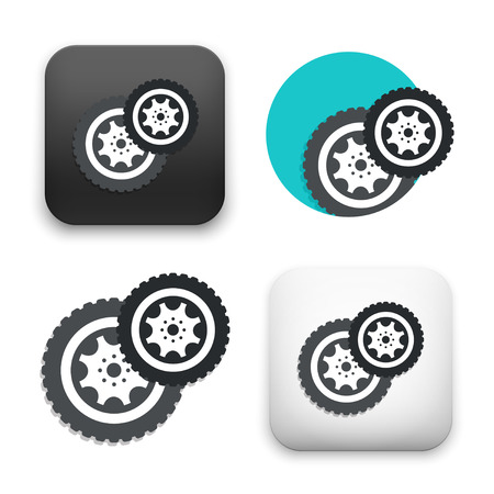wheel tire icons - flat vector illustration on white background.のイラスト素材