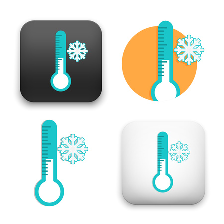 thermometer with snowflakes icons - colored flat vector illustration isolated on  background.のイラスト素材