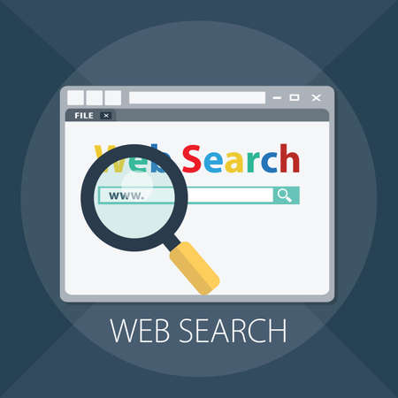 Vector illustration of web search & browser design - browser technology. " web search " digital interface. data information conceptのイラスト素材
