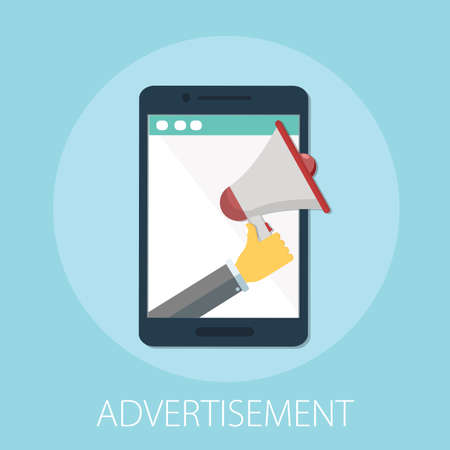 Digital advertising, email message marketing vector concept, online conference, media promotion, speaker illustrationのイラスト素材