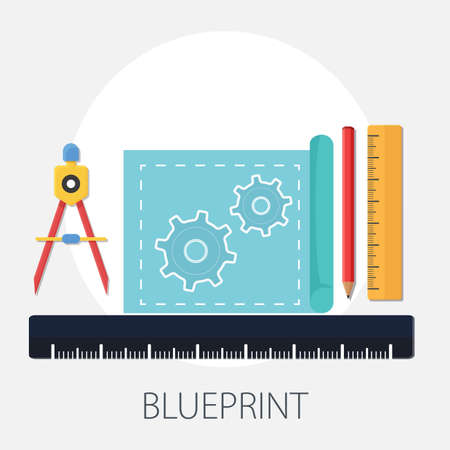 blue print for engineering subjects. Technical illustration. Mechanical engineering icon. Technical designのイラスト素材