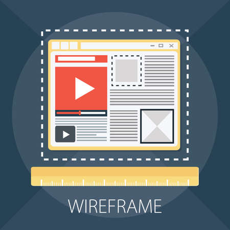 Vector illustration of website development & page interface - ui, ux design. " wireframe" website template. landing layoutのイラスト素材
