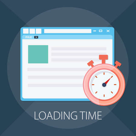 Vector illustration of fast web page & website design - browser technology.  loading time  computer...