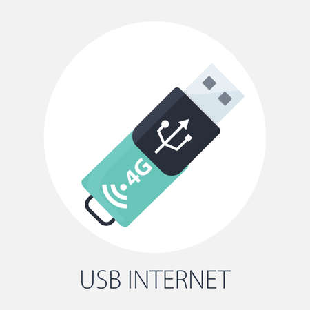 Vector illustration of usb & computer data technology " usb internet " transfer data device connection. computer equipment connector - portable flash driveのイラスト素材