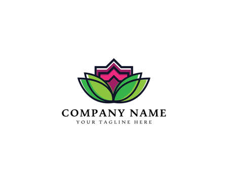 Luxury lotus, flower, rose logo design, icon, vector, illustration, template for  Pharmaceutical Company, spa, salon, Recovery center, perfume, Cosmetics, beauty center, body care, rose flowers storeのイラスト素材