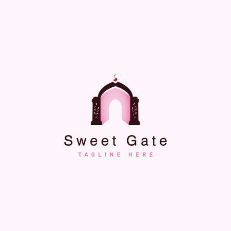 Sweet Gate Logo Template Design Vector Illustration Dessert Iconのイラスト素材