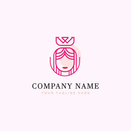 Luxury beauty girl, woman, princess logo design templet .
lineout icon, illustration, vector.のイラスト素材