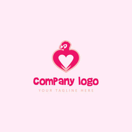 Pet Shop logo design vector template. Modern animal icon for store, veterinary clinic, hospital, shelter, business services, animal food , veterinary . with lovely colors Parrot and heart shapeのイラスト素材